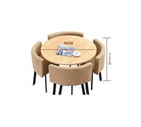 Mesa y silla sencilla, mesa redonda para oficina, sala de estar, comedor, diseño moderno, 1 mesa, 4 sillas, cafetería, ocio, hotel, dormitorio, salón (B)
