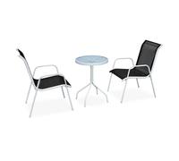 Mesa y sillas bistró de jardín 3 piezas acero negro vidaxl