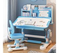 Mesa y sillas para niños con escritorio ampliado de 80 cm, silla de escritorio para niños, corrector de postura y soporte de espalda, mesa de estudio de altura ajustable para lectura/tareas