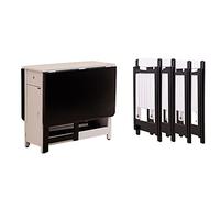 Mesa y sillas plegables, mesa de comedor extensible de hojas caídas con ruedas y cajón, juego de mesa de comedor de madera maciza de granja de 5 piezas, sillas de mesa de isla de cocina que ahorran