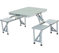 Mesa y sillas plegables para acampar al aire libre, conexión de aleación de aluminio, mesa de picnic plegable simple y portátil, M (color: plateado)