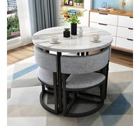 Mesa y Sillas Que Ahorran Espacio - Juego de 4, Mesa de Comedor Redonda y Baja para Sala de Estar, Cocina, Conferencias y Recepción