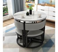 Mesa y Sillas Que Ahorran Espacio - Juego de 4, Mesa de Comedor Redonda y Baja para Sala de Estar, Cocina, Conferencias y Recepción