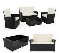 Mesa y sofás terraza poliratán conjunto jardín sillones