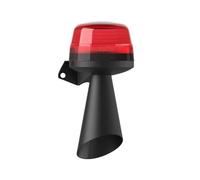 Mesan Marca SMD LED luz de advertencia construida con 10 tonos intercambiables sirena electrónica multifunción intermitente constante modo de trabajo alarma sirena fuente luz faro (rojo, 12-24VAC/DC)