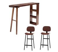 Mesas Altas de Bars Nórdico Madera Maciza Barra Bars Tablero Grueso Patas en Forma de H Estante Abierto Mesa de Balcón con 2 Taburetes de Bari per Cucina, Soggiorno e Sala da Pranzo