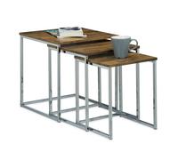 Relaxdays Mesas Auxiliares, Set de 3, Mesitas Salón, Mesillas Sofá, Madera, Metal, Modernas, 42 x 40 x 40 cm, Marrón