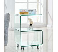 - Mesas Auxiliares de Cristal - Mesa Abigail con Ruedas (40x40x60)