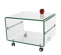 - Mesas Auxiliares de Cristal - Mesa Melbourne con Ruedas (60x40x44)