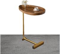 Mesas auxiliares Delgadas for sofá - Mesa de té deslizable Debajo del sofá | Mesa de café en Forma de C, for TV pequeña, Estructura metálica Estrecha, Estilo rústico