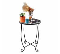 Mesas auxiliares para exteriores, resistentes a la intemperie, de metal, mesa auxiliar pequeña redonda para exteriores, mesa auxiliar para patio, porche, balcón, jardín, mesita de noche, soporte para