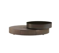 Mesas auxiliares pequeñas para dormitorio Tablero multicapa de madera maciza con doble cajón, mesa de centro for sala de estar, ovalada, minimalista, for el hogar, mesa de té giratoria multifuncional,
