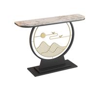 Mesas consola estrechas para luz de entrada, mesa de entrada de losa de roca de lujo con marco de hierro grueso, mesa de sofá, ahorro de espacio para pasillo, dormitorio, sala de estar, vestíbulo