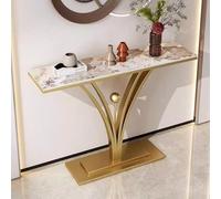 Mesas consola para entrada, luz estrecha, de lujo, losa de roca, mesa de pasillo, marco de metal con forma de flor, mesa de sofá detrás del sofá para pasillo, dormitorio, sala de estar, vestíbulo