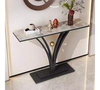 Mesas consola para entrada, luz estrecha, de lujo, losa de roca, mesa de pasillo, marco de metal con forma de flor, mesa de sofá detrás del sofá para pasillo, dormitorio, sala de estar, vestíbulo