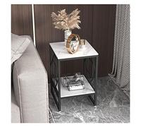 mesas de Café Mesa auxiliar pequeña de 2 niveles con almacenamiento abierto, soporte lateral estrecho for dormitorio, sala de estar, sofá, soporte final moderno con marco de metal resistente, montaje