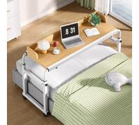 Mesas de cama para computadora con ruedas, mesa de hospital sobre la cama, altura ajustable y soporte para tazas, para sala de estar, doble