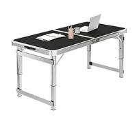 Mesas de Camping Plegables 70-180cm, Mesa de Utilidad Multifuncional Blanca Resistente Fiestas Picnic, Mesa de Parrilla al Aire Libre, Banco Trabajo Eventos Interiores Altura Ajustable(Negro,70cm)