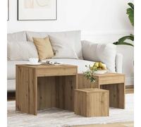 Mesas de Centro 3 Piezas, Diseño Inlayable Que Ahorra Espacio, Mesas de Centro Multifuncionales para el Lado del sofá y el área de Ocio (Robles artesanales)