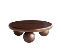 Mesas de centro circulares de madera maciza para sala de estar con 3 patas de bola, borde redondeado, pulido de 8 cm de grosor, mesa central retro para el hogar, dormitorio, oficina