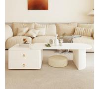 Mesas de Centro Extensibles, Mesas de Salo con Cajones Dobles de Almacenamiento for Dormitorio, Oficina, Sala de Recepción, Capacidad de Carga hasta 45 kg