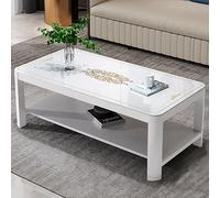 Mesas De Centro Mesa Auxiliar Pequeña De Siglo Moderna, Rectangular Mesita De Salón Para El Café, Mesa Baja De Sofá Con Dos Espacios, Para Sala De Estar Oficina Dormitorio(White,100*50cm/39.3*19.6in)