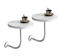 Mesas de Centro pequeñas de Pared, Estilo Moderno, Mesa de cóctel Redonda pequeña con Acabado en Hierro Blanco para Comedor, cafetería, bistró, Bar de Ocio, sofá Lateral de Pared