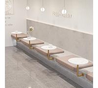 Mesas de centro pequeñas de pared, mesa auxiliar de mármol moderna para sofá, mesa de centro redonda pequeña de pared con patas de metal dorado, ideal para tienda de postres, té con leche, librería