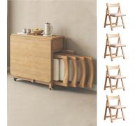 Mesas de Comedor Juego de Mesa de Comedor for 4-6 Personas, con Espacio de Almacenamiento y Ruedas, for Ahorrar Espacio, Plegable Extensible(1 * 4 Table Set)