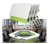 Mesas de seminario modulares (Paquete de 4), escritorios de reuniones de diseño Moderno, mesas de Conferencia versátiles con Tapa abatible(63 * 16 * 29.5in)