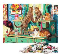 Mesas de vanidad para Gatos Puzzles 500 Piezas Adultos para Decoración del Hogar Juego De Rompecabezas Cumpleaños Juegos Educativos Stress Relief 500pcs (52x38cm)
