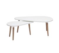 Mesas nido nórdicas blancas y madera clara (lote de 2) ARTIK