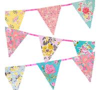 Mesas parlantes | 4 m | Guirnalda de banderines de papel con flores vintage. Decoraciones realmente deliciosas para el D a de la Madre, cumplea o