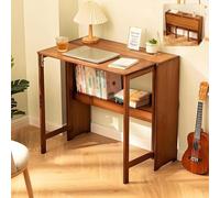 Mesas plegables modernas de bambú,mesas plegables con estanterías,mesas de juegos,estaciones de trabajo de bambú y madera ahorran espacio,adecuadas para familias,dormitorios,estudios A,83CM