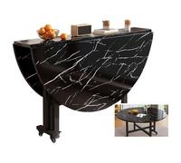 Mesas plegables portátiles, mesa de cocina rodante, mesa consola de madera para espacio pequeño, diseño de media luna (blanco, 100 x 75 cm), ideal para cenas y eventos