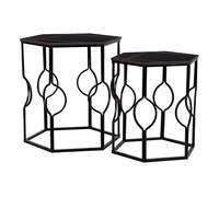 Mesas set 2pzas de metal negro 34x34x52h-39x39x57h cm