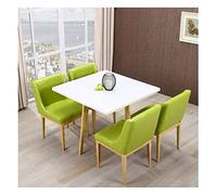 Mesas y sillas nórdicas modernas para el hogar, comedor, 1 mesa, 4 sillas, mesa cuadrada de madera maciza de 90 cm, silla retro de piel, cafetería, hotel, salón, oficina, sala de reuniones (mesa
