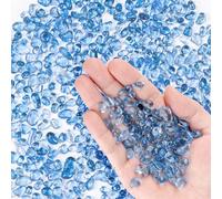Meschett Piedras de Vidrio, Grava de pecera de 0,44 kg, Grava de Acuario para Decoraciones de Acuario y tortujar, Cristales de Perlas de Vidrio para pecera, Relleno de jarrón, Azul Claro