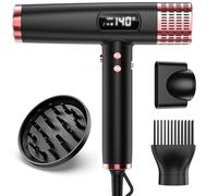 MESCOMB Secador de Pelo de Viaje 1875W con Difusor Doble voltaje, Secado Rápido, Sin Daños Térmicos, Bajo Nivel de Ruido, Control Térmico Inteligente con Pantalla LED para Viajes Familiares