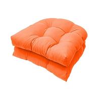 MESCXTY Cojines para Asiento de Silla de Exterior, Paquete de 2,Cojines Gruesos con mechones para Asiento Silla Patio,cojín Impermeable en Forma U para Asiento de meditación (19inch, Orange)