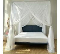 MESCXTY Cortinas para Cama con Dosel de Princesa, 4 Postes de Esquina para niñas y Adultos, Cortinas de Lujo para la decoración del Dormitorio, Apertura (53" An. x 78" L., Blancas)