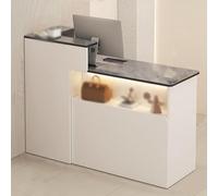 MESCXTY Escritorio de recepción con cajones con cerradura, escritorio frontal de madera para computadora con gabinete, mostrador de venta al por menor para pagar, para salón, vestíbulo, oficina, hogar