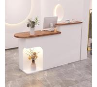 MESCXTY Escritorio de recepción con mostrador, mostrador de recepción abierto, recepción de madera con cajones con cerradura, mesa de mostrador de oficina (blanco 2 L, 35.4 x 19.6 x 41.3 pulgadas)