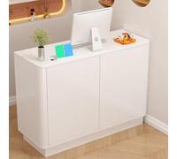 MESCXTY Escritorio de recepción con mostrador y cajones con cerradura, escritorio de recepción con gran almacenamiento, para oficina, venta al por menor, vestíbulo, salón de belleza (140 cm, A)