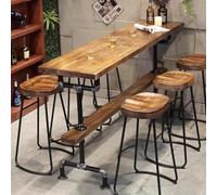 MESCXTY Mesa de bar de madera maciza, mesa de comedor industrial de altura de mostrador, mesa de bar rectangular, mesa de bar alta, mesa de sofá estrecha, sin taburete (47.2 pulgadas, marrón)