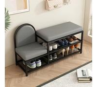 MESCXTY Metal Entrance Storage Ottoman Bench, Shoe Bench with Separate Seat, Open Padded Rack Long Chair for Living Room Dressing Corridor Rest Area Office(Width 39.4in/100cm, Gray B)