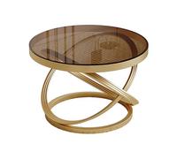 MESCXTY Modern Round Coffee Table,Small Glass End Table with Metal Frame And Tempered Glass,Accent Furniture for Living Room Indoor Home Office(60x45cm, I)