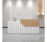 MESCXTY Moderno escritorio de recepción con cajón con cerradura, mesa de negociación con bandeja para teclado, mostrador minorista con paneles privados para salón, vestíbulo, oficina, hogar (140 cm, F