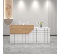 MESCXTY Moderno escritorio de recepción con cajón con cerradura, mesa de negociación con bandeja para teclado, mostrador minorista con paneles privados para salón, vestíbulo, oficina, hogar (100 cm, F