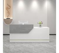 MESCXTY Moderno escritorio de recepción con cajón con cerradura, mesa de negociación con bandeja para teclado, mostrador minorista con paneles privados para salón, vestíbulo, oficina, hogar (140 cm, B